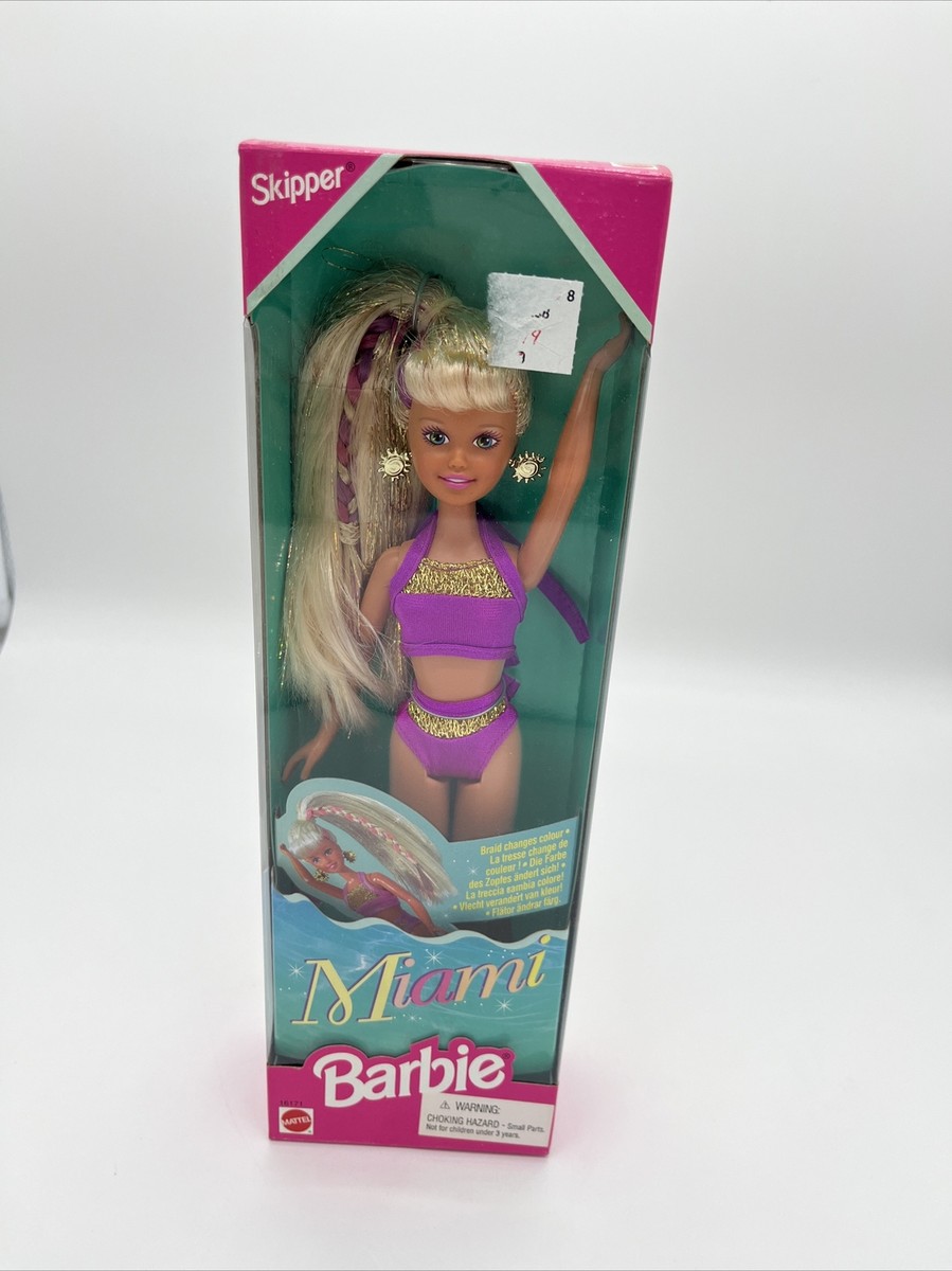 BARBIE MIAMI SKIPPER DOLL RARE PURPLE SWIM SUIT NRFB FROM 1996