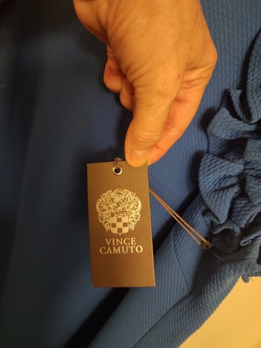 Abito corto guaina blu Vince Camuto, manica arricciata, nuovo con etichette, 6, super carino! - Foto 5 di 5