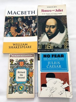 Lot of 4 by Shakespeare Macbeth Romeo Juliet Richard II Julius Caesar No Fear