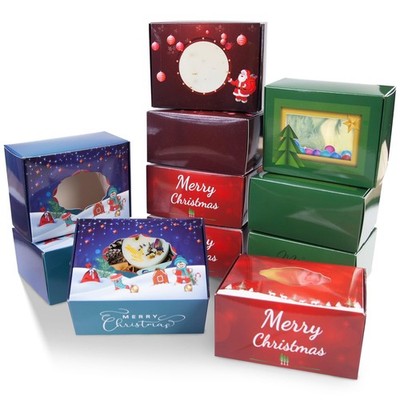 32 PCS Small Christmas Cookie Tins Holiday Bakery Treat Boxes With Window