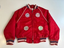 Vtg. Children  s Baseball Sports Windbreaker Jacket Red Full Zip Lined Patches