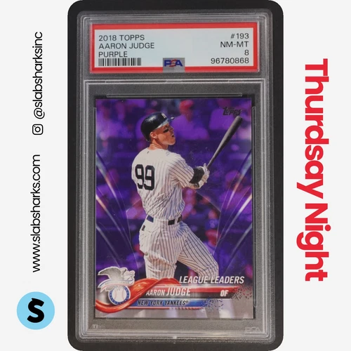 2018 TOPPS #193 AARON JUDGE PURPLE PSA 8