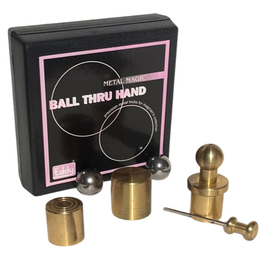 STEEL BALL THRU HAND Close Up Magic Trick Penetration Brass Cup