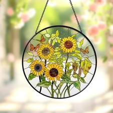 Sunflower Stained Glass Suncatcher Handmade Window Decor, Mother's Day Gift