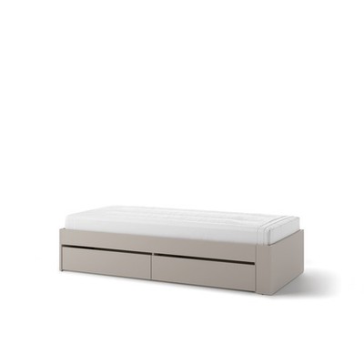 WOOW WO-12 Bett 90×200 cm Clay Grey   mit 2 Schubladen, modern, Ausziehbett