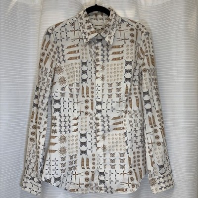 NWT DIESEL WMNS XL MADRIST CREAM SHIRT LONG SLEEVE VTG Y2K TRIBAL PRINT WESTERN