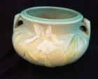 Vintage Roseville Art Pottery Iris Vase #647-3” Pale Blue 2 Handled Jardiniere