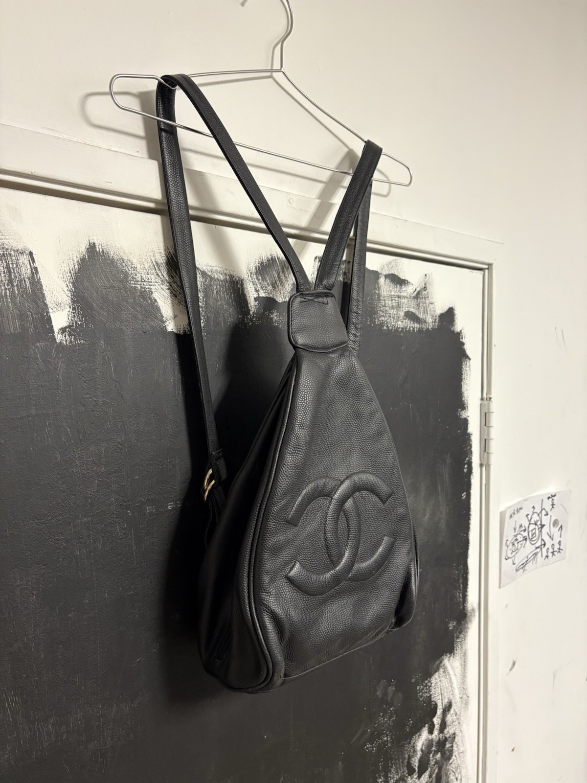Vintage Chanel Backpack Black Leather Rare Authentic image 3