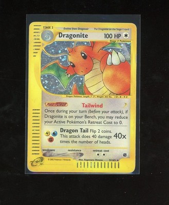 2002 Expedition Dragonite Holo Foil Rare 9/165 E-Reader Series WOTC Pokemon