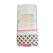 New Pottery Barn Kids/Baby Ava Crib Bed Skirt-100 Cotton Pink/white/brown