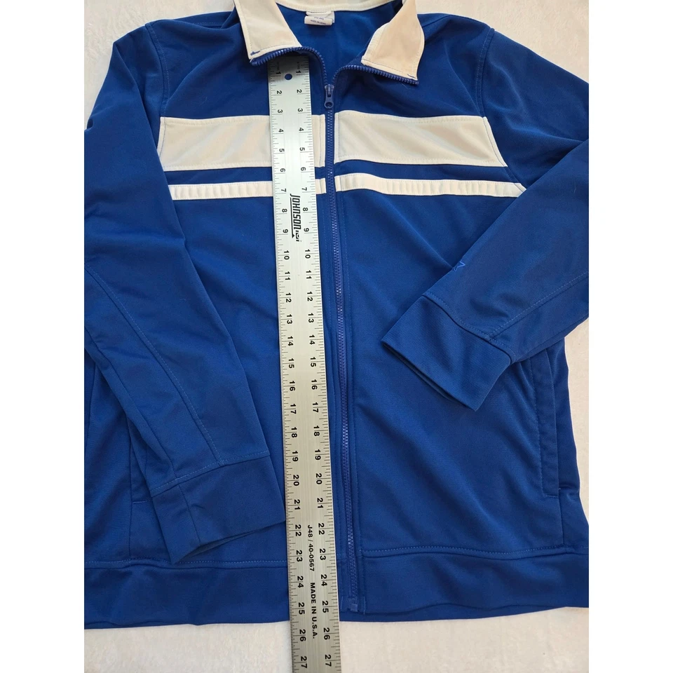 Chaqueta ligera con cremallera completa azul/blanca Starter de colección para hombre talla grande Foto 2 de 4