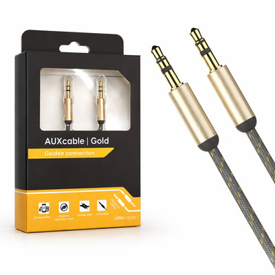 10x geflochtenes 3,5-mm-Mini-Jack-Kabel von Allocacoc, 1,5 m, goldfarben