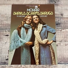 Vintage Columbia Minerva Leaflet 2558 Mohair Scarfs Knit Crochet Patterns 1972
