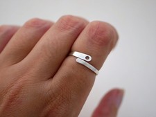 Open Thin Minimalist Ring in 950 Silver   Dainty Adjustable Band for Women  s Mo