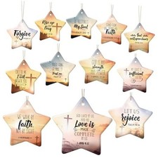 12 Pcs Christmas Christian Ornament Scripture Religious Bible Verse Cross Love