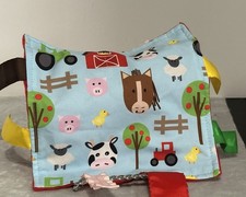 Baby Jack Farm Crinkle Toy, 8" x 8" Security Blanket Lovey Minky