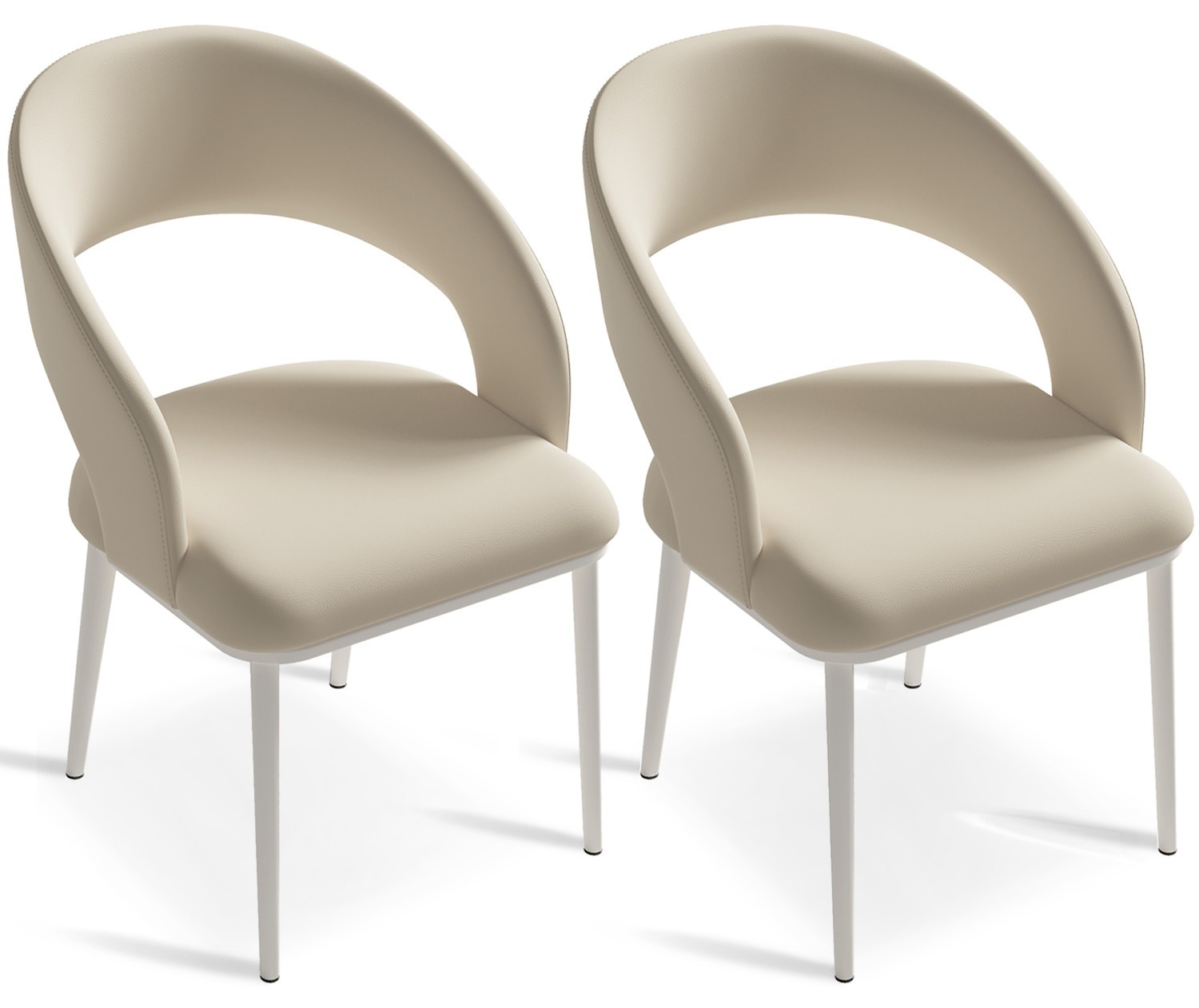 Set of 2 Dining Chairs Modern Upholstered Dining Chairs Comfy Chairs White
