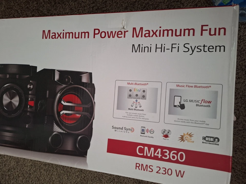 LG CM4360 Mini Hi-Fi Stereo System CD Player Bluetooth AM/FM USB MP3 CD-R/RW C4 - Image 4 of 4