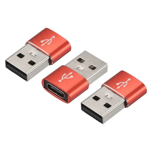 USB C Female to USB Male Adapter, Type C to USB Converter Red, 3pcs