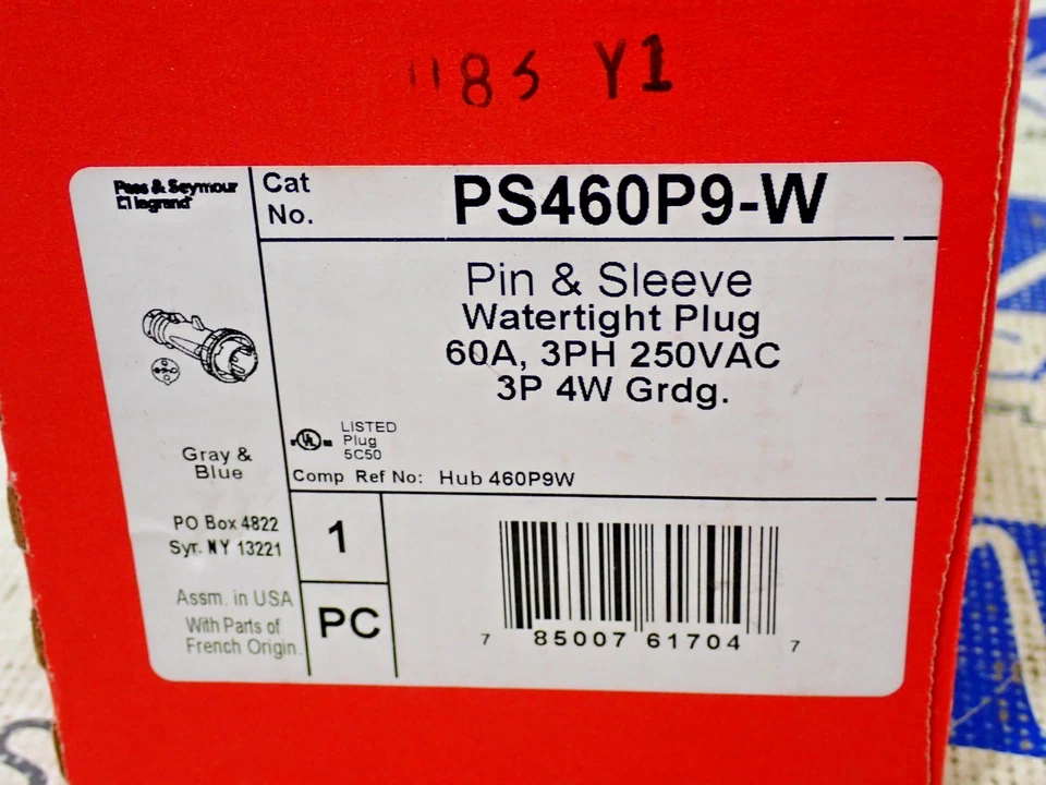 Pass & Seymour PS460P9-W Pin & Sleeve Watertight plug 60Amp 3PH 250V 3P 4W - Image 2 of 4