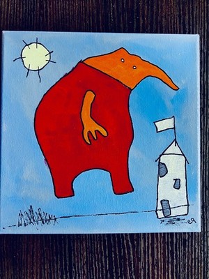 e9Art 8x8 'her metaphorical prince had come' childlike art brut primitive naive