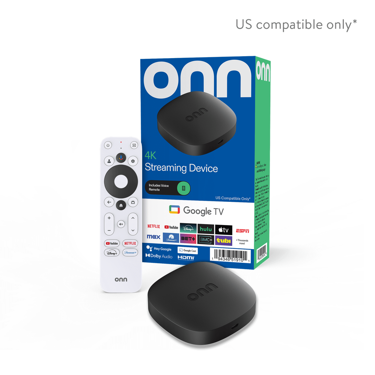 Onn 4K Streaming Device with Google TV, 8GB Storage, 2GB RAM