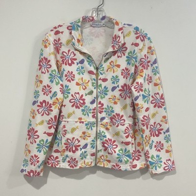 Fresh Produce Multi Floral Jacket Cardigan Zipper Size M