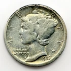 1916-S 10c Mercury Head Dime Winged Liberty Silver VF Very Fine Details US Coin
