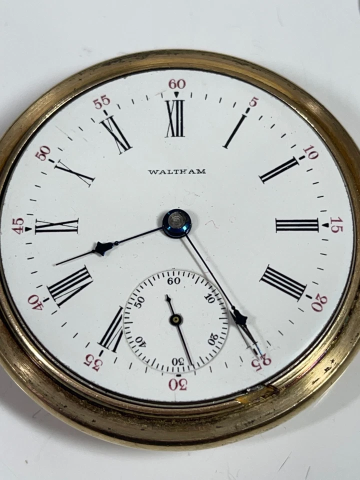 Relógio de bolso antigo funcional 1889 Waltham 820 folheado a ouro anos 18 - Imagem 2 de 4