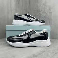 Prada Americas Cup Men's Black/Grey Low-top Fashion Casual Sports Shoes   