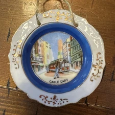 Vintage Souvenir Mini Wall Plate 3” San Francisco Cable Cars Japan