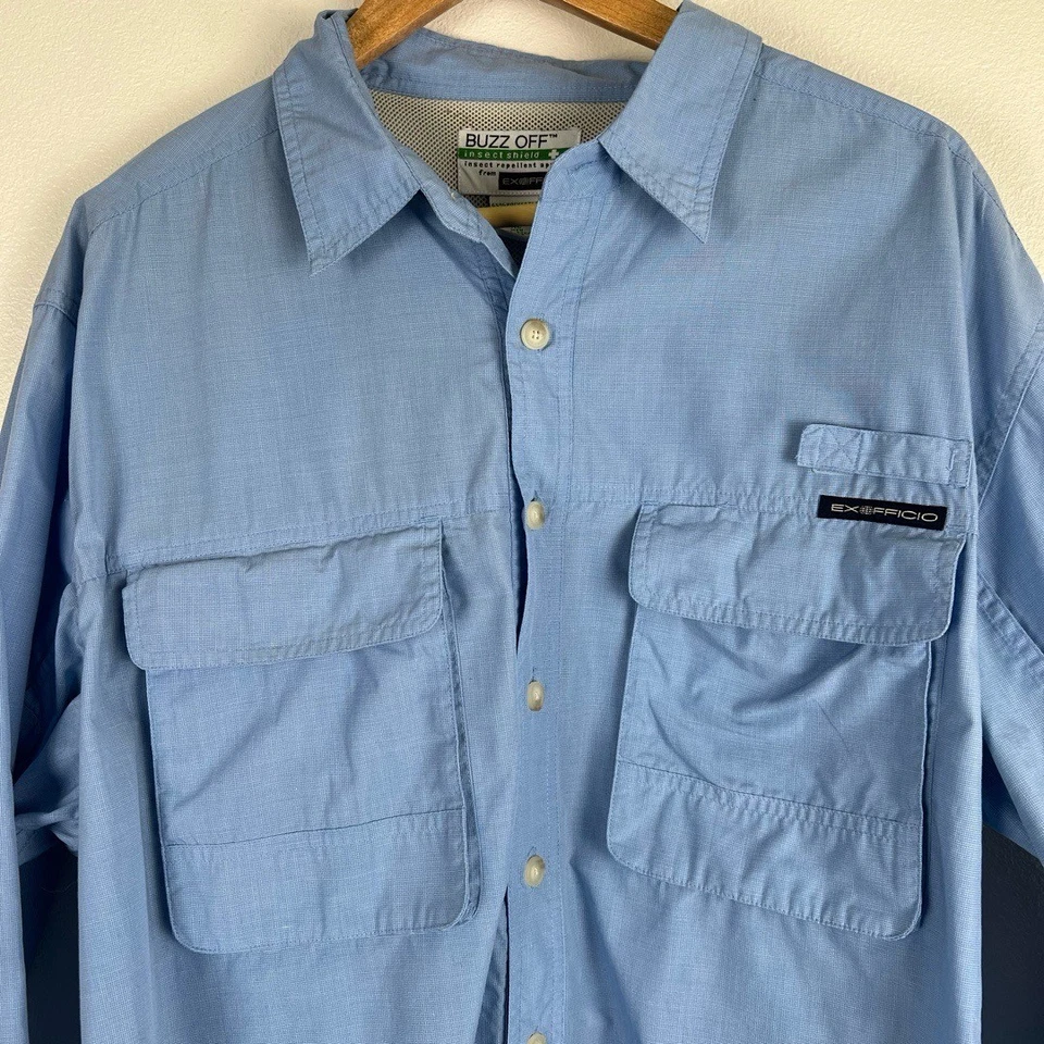 ExOfficio Long Sleeve Mens XL Light Blue Insect Shield Gorpcore Travel Fishing - Image 4 of 4