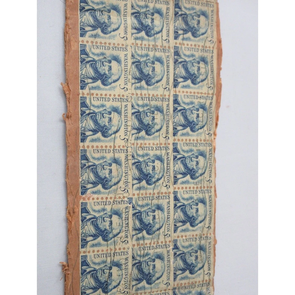 WASHINGTON 1960s Unshaved Beard Dirty Chin Stamps on Cardboard Box 5c Five Cents - Image 3 of 4