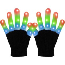 LED Gloves,Light Up Gloves with 3 Color 6 Mode Flashing LED Light for party gift