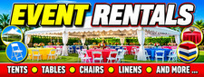 3ft x 8ft EVENT RENTALS  Banner FREE SHIPPING (CAN BE PERSONALIZED)