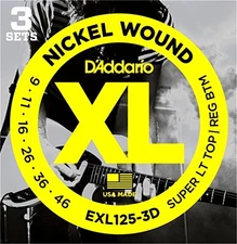 D'Addario Electric Guitar Strings, Super Light Top/Regular Bottom, 9-46, 3 Sets