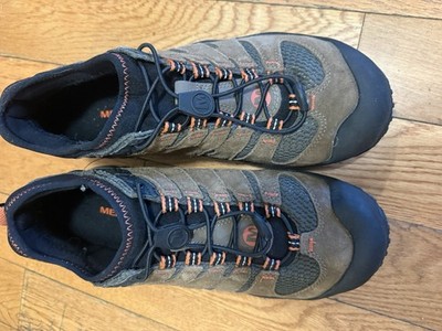 Merrell Mens Size 10 Slip On Hiking Trail Shoes Brown Orange Comfort Outdoor