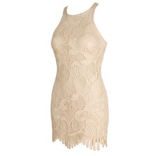 Lovers Friends Ivory Floral Lace Mini Dress S Scalloped Hem Fully Lined