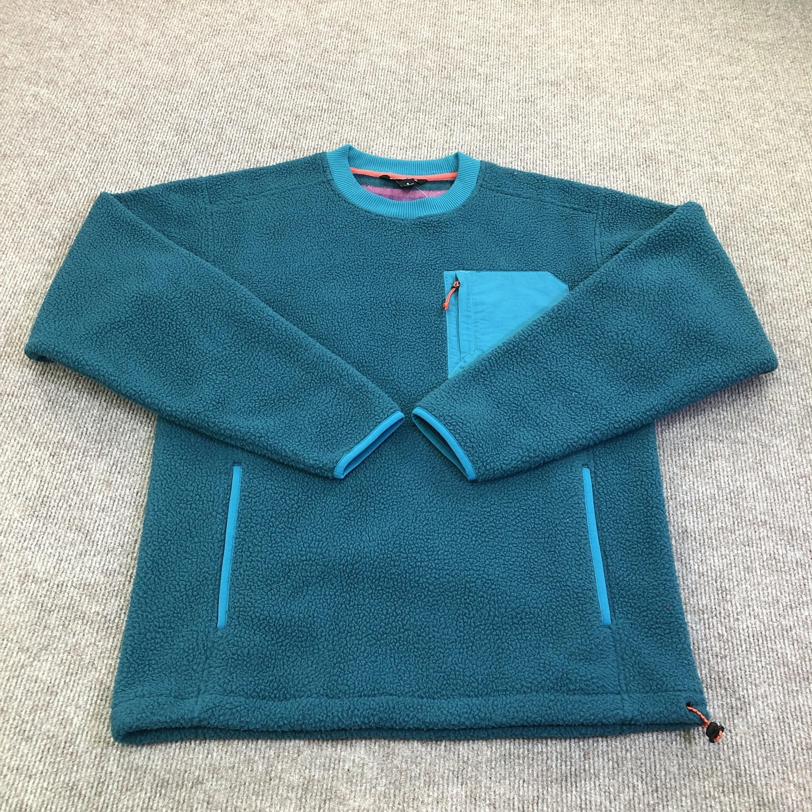 Eddie Bauer Pullover Mens Small Green EB TEK Fleece Crew Neck Outdoor Hiking Top