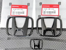 Fit For HONDA CIVIC 2022-2025 SI SEDAN 3PCS Front + Rear + Steering Emblem BLACK