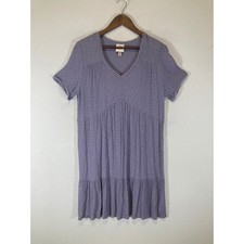 Boho Cottagecore Knox Rose Womens Medium Purple Swiss Dot Tiered Mini Dress