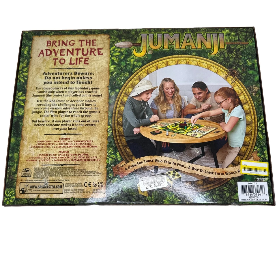 Jumanji Board Game 2022 Spin Master Adventure Family Game Ages 8+ New - Image 2 of 3
