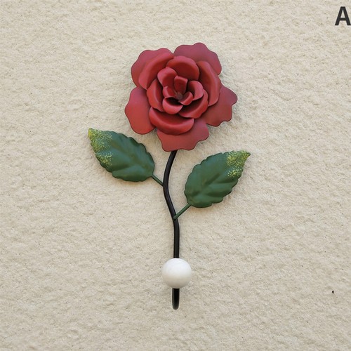Metal Rose Flower Wall Hook Hanger Door Key Bag Hat Clothes Home Decor Rack - Picture 2 of 13