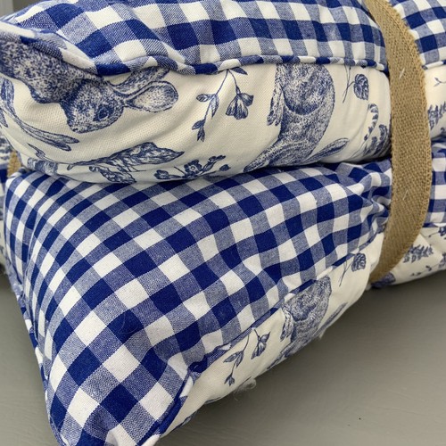 X2 Almohadas reversibles Rachel Ashwell Conejo Conejo Azul Toile 20"x20" - Imagen 9 de 12