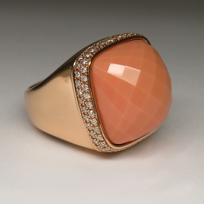 Ring mit 11,33ct Koralle und 0,66ct Brillant in 750 Rosegold Choices by DL