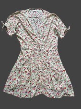 Faithfull The Brand Marianne Bastille Floral Button Front Mini Shirt Dress Sz L