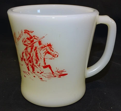 FireKing Davy Crockett Child's Mug - Ivory Red Design