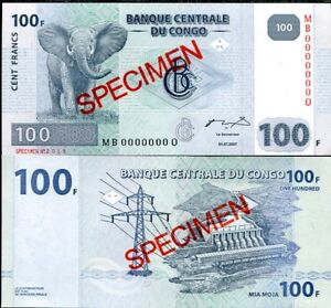 Congo Dem Rep P 99-200 Francs 2007 Printer G/&D UNC