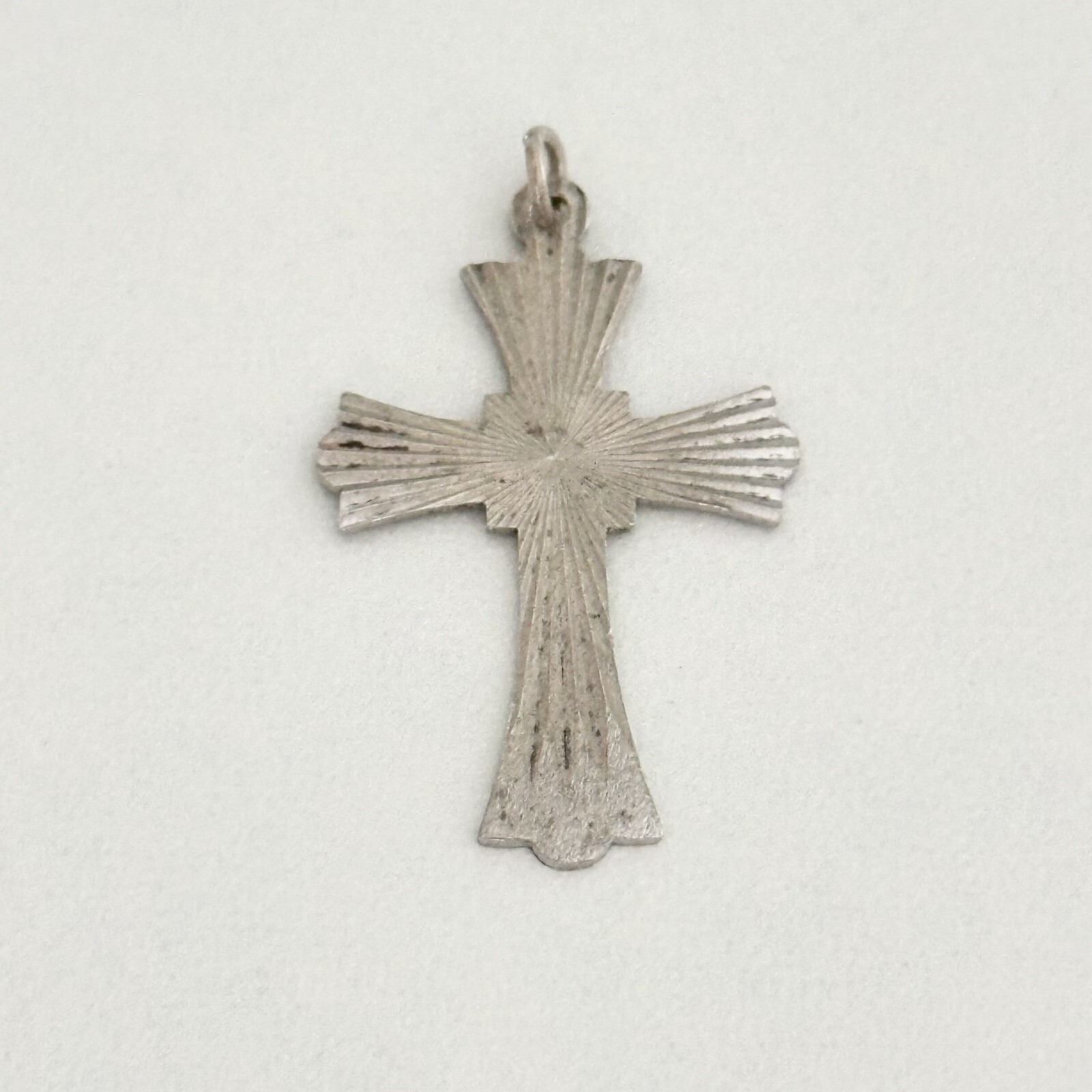 Vintage 925 Sterling Silver Etched Cross Charm Pendant