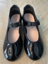Capezio Tele Tone Tap Shoes Girls Size 11.5 M Black Dance Jazz Great Condition